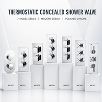 Robinet de douche thermostatique encastré MK501 en laiton massif chromé poli, mitigeur mural