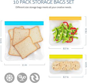 HuamaohengchunReusable Gallon <b>Freezer</b> Bags, 10 <b>Pack</b> Dishwasher Safe Silicone Food Snack Storage Bagsfor Snack, Sandwich, Lunch - Product Image 5