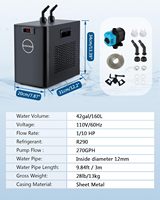 Refroidisseur d'aquarium BAOSHISHAN 42 gallons 1/10HP, moteur silencieux, système hydroponique, compresseur de réfrigération, aquarium pour poissons, axolotl, garantie 1 an