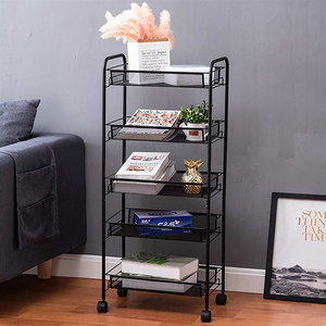 Carrito de Almacenamiento Multifuncional con Ruedas, Estante Metálico de Varios Niveles, Carrito de Cocina con Cesta para Almacenamiento de Vegetales - Product Image 3