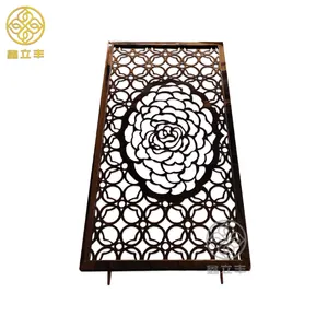 Custom metal screen decorative metal panels laser cut screen interior partition wall design interior for restaurant