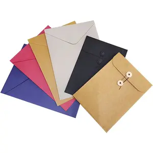 Luxus schwarze Umschläge Kraft papier Einladung umschlag Drucken Hochzeits paket Benutzer definierte Umschlag mit Logo
