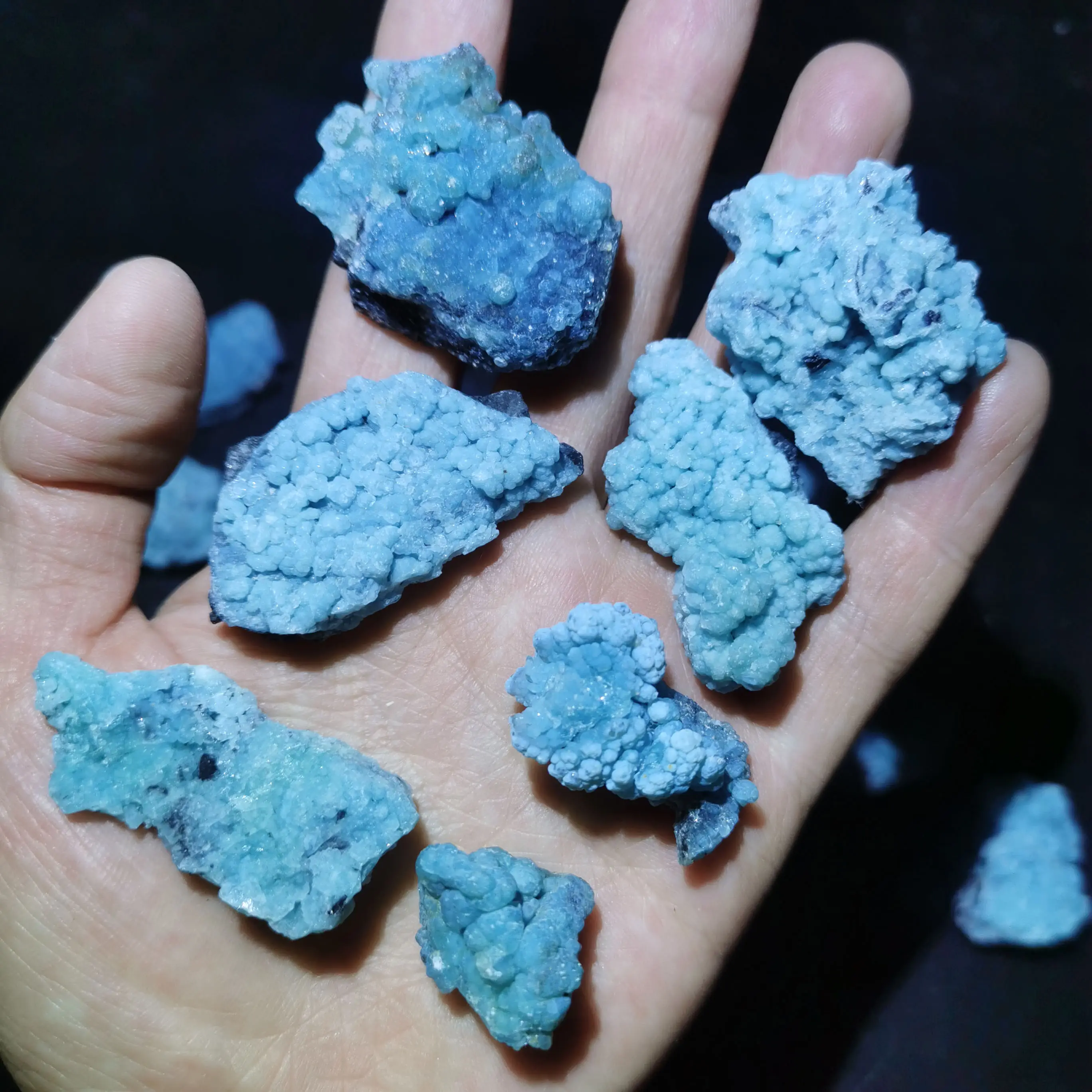 Piedras Naturales azules para curación, cristales minerales, colección de piedras rugosas