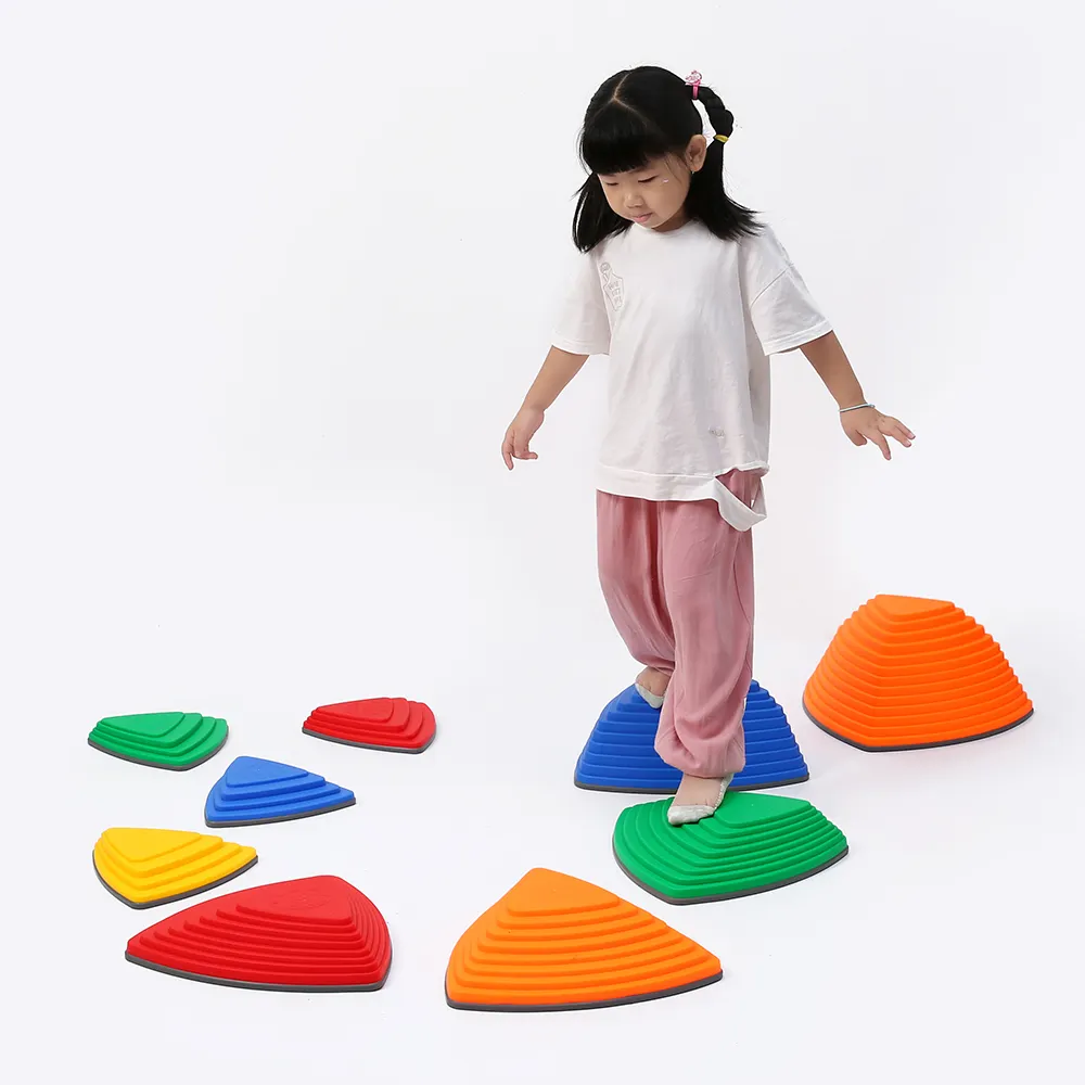 Children training balance toy kids outdoor plastic colorful balancing river stone set