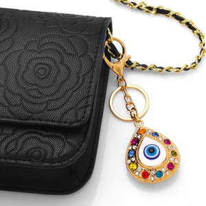 Porte-clés tendance œil bleu, couleur or et argent, avec breloque main de Fatima en cristal, accessoires 2026 - Product Image 5