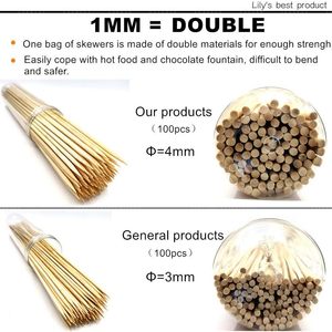 Brochettes en bambou naturel personnalisées de 12 pouces pour apéritifs, fruits, cocktails, kebab, fontaine à chocolat, grillades, barbecue, cuisine et artisanat - Product Image 3