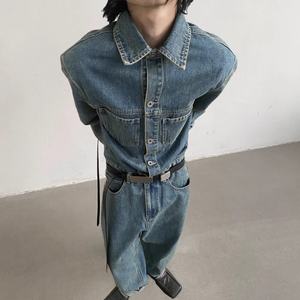 Mono vaquero de manga larga con hombreras de alta calidad para hombre y mujer al por mayor - Product Image 3