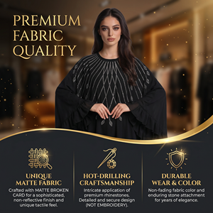 Abaya noire à manches chauve-souris avec détail drapé en strass pour tenue de prière modeste - Product Image 2
