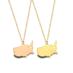 Colgante de acero inoxidable chapado en oro de 18k, collar con bandera de los Estados Unidos, mapa de países de EE. UU. - Product Image 4