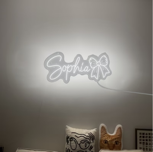 Letrero de Neón Personalizado con Nombre/Texto y Elegante Lazo Decorativo, Lámpara LED de Pared con Alimentación USB - Product Image 2