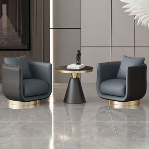 Sillón Giratorio Individual Moderno para Recepción, Sofá para Vestíbulo de Hotel, Salón de Belleza, Sala de Estar, Negociaciones, Cuero Duradero - Product Image 3