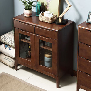 Solid Wood Sideboard Walnut Color Storage <b>Cabinet</b> For Living Room <b>Kitchen</b> Entryway <b>Small</b> Apartment Furniture - Product Image 1