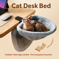 Lit suspendu pour chat à fixer sur table, hamac pliable pour chat à fixer sur le bord du bureau, nid de repos surélevé, endroit doux pour dormir pour chats d'intérieur