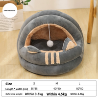 Maison pour chat semi-fermée en velours avec rembourrage en coton PP, lit pour chat, villa pour chat, fournitures en gros pour l'hiver, pas de montage requis