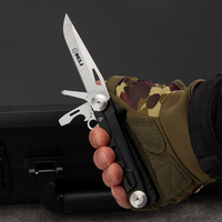 Couteau utilitaire pliable compact 8 en 1, lame en acier inoxydable tranchante avec verrou de sécurité pour la coupe domestique et en extérieur