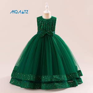 Meiqiai <strong>Little</strong> Girls' Floral Fancy Formal Prom Dress Puffy Party Maxi Ball Gown Sequins Woolen Fabric Embroidery Summer Season - Product Image 4