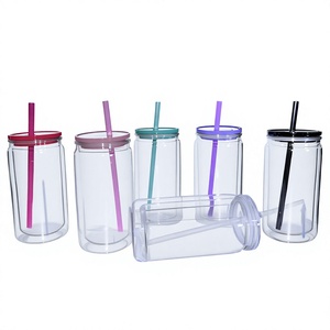 Vaso de Plástico de Doble Pared de Lujo de 16oz 2026 al por Mayor con Logotipo Personalizado, Taza Reutilizable para Café Helado con Tapa y Popote, Taza Transparente - Product Image 6