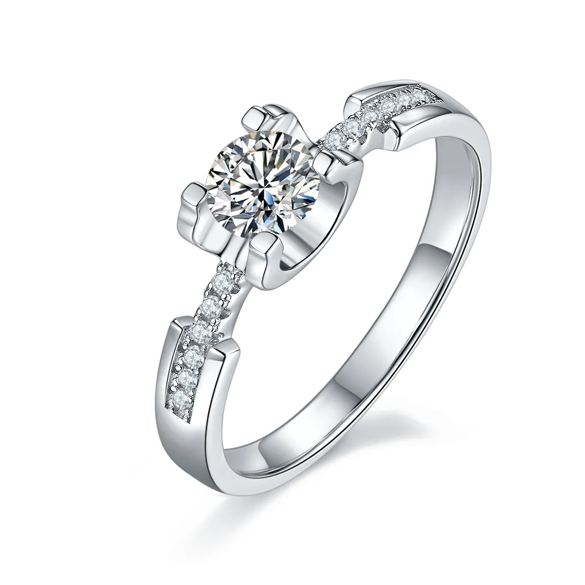 Wish perhiasan berkualitas tinggi elegan 0.5/1/1.5/2/3/4/5 Ct Moissanite cincin emas gaya Korea untuk Hari Valentine