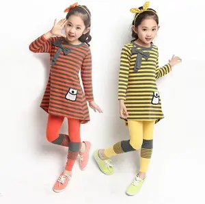 Baby Girls Apperal Striped Dress+Legging Kids Clothing Sets