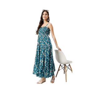 Robe indienne faite à la main en coton imprimé floral à la mode sans manches pour mariée cadeau de mariage respirant personnalisable - Product Image 1