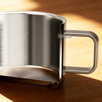 HIGHWIN Factory Direct Tasses à café, thé et expresso en acier inoxydable 304 à double paroi de 80/160 ml avec soucoupe pour la maison et le bureau