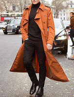 Nouveau Manteau Homme Longue Veste Trench Vintage Manteaux Affaires Fête Décontracté Long Uni Coupe-Vent Vêtements pour Homme