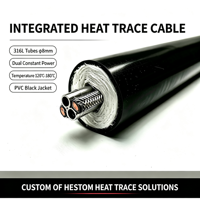 Cable Calefactor de Potencia Constante de Acero Inoxidable 316L, Núcleo Doble de 8 mm, -40°C ℃ ~180 ℃   Aislamiento de Fibra de Vidrio, Tubo Industrial Personalizado