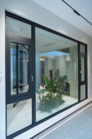 Ventana Abatible de Aluminio con Rotura de Puente Térmico para el Mercado Estadounidense, Ventanas con Doble Acristalamiento y Aislamiento, Marco Negro para Viviendas Residenciales, Tamaño Personalizado