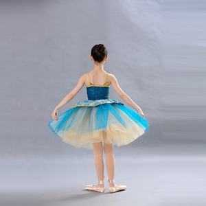 Jupe longue en gaze bleue pour femme, tutu, costume de <span class=keywords><strong>danse</strong></span> <span class=keywords><strong>moderne</strong></span>, robe de scène de ballet, costume de <span class=keywords><strong>danse</strong></span> jazz, tap dance, performance de <span class=keywords><strong>danse</strong></span> - Product Image 4
