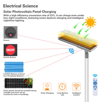 Panneau solaire haute qualité à haute conversion avec bras de conversion réglable, lampadaire solaire LED IP66 pour l'éclairage des parcs et des places