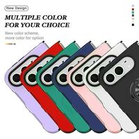Étui de téléphone fin antichoc pour iPhone Duo avec support d'anneau métallique, support magnétique pour voiture, coque arrière robuste en TPU+PC