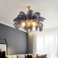 Lustre moderne en plumes d'autruche EOS, LED blanc chaud, structure en fer, décoration intérieure, luminaires suspendus pour salon et chambre, facile à installer
