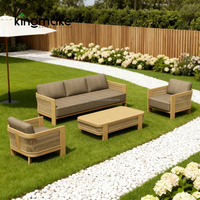 Ensemble de canapés d'extérieur modernes en rotin tressé avec structure en aluminium, mobilier de salon imperméable, canapé de jardin minimaliste