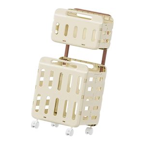 Cesto de Ropa Plegable, Transpirable, Resistente al Moho, de Plástico, de 2 Niveles, con Barra de Arrastre - Product Image 2