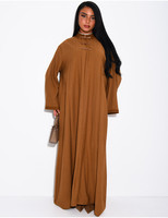 Gaun Abaya Maxi Bordir Kancing Kodok Cina Baru, Pakaian Muslim Wanita Klasik Sederhana Khusus Meksiko, Busana Islami Dubai