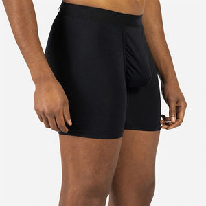 Boxer Briefs Homme CELINNE Noir Taille Moyenne Sans Coutures, en Mélange Coton Spandex Tricoté Noir Uni, Sous-vêtements Masculins - Product Image 4
