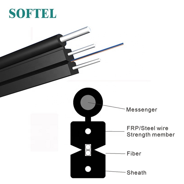 Outdoor 1 Core 2 Core 4 Core Steel Wire Drop Fiber Optic Cable for FTTH