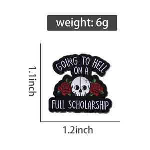 الذهاب إلى الجحيم على منحة دراسية كاملة دبوس مطلي بالمينا وردة الورد هيكل عظمي شارة طية الصدر رسومات كرتونية بروش هالوين بانك قوطي مجوهرات - Product Image 6