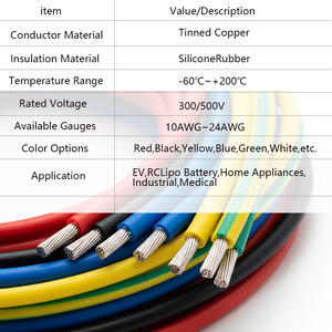 Fil en caoutchouc silicone résistant à la chaleur 16 18 20 AWG, câble de connexion haute température pour batterie de véhicule électrique, <span class=keywords><strong>four</strong></span> et appareils électroménagers - Product Image 3