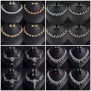 250928 Conjuntos de Joyería de Lujo para Banquete de Bodas Venta al por Mayor Estilos Múltiples de Collar y Aretes de Circonita Cúbica para Mujer Joyería de Moda - Product Image 3