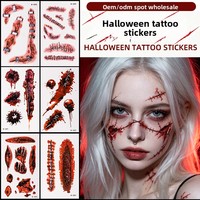 Autocollants de tatouage d'Halloween, autocollants de cicatrices de tatouage simulées, autocollants de tatouage imperméables pour le corps et le visage, simulation de coupure de couteau