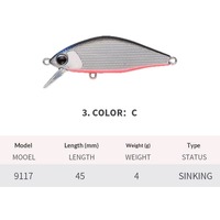 Leurre de pêche coulant 45 mm 4 g, modèle 9117, appât artificiel dur, mini crankbait pour truite, perche, eau douce