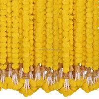 E-342 grosir plastik Marigold tali karangan bunga dekoratif karangan bunga hias tangan Dekorasi bunga Marigold bunga rumbai