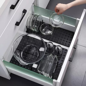 Kitchen <b>Drawer</b> Anti-skid Drain Bowl Rack Retractable Dish Tea Set <b>Storage</b> Bowl Rack <b>Storage</b> Rack Detachable Bowl Chopstick Dish - Product Image 2