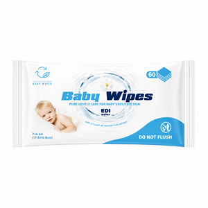 Lingettes humides pour bébé OEM ODM, 60 pièces, biodégradables, écologiques, 99% d'eau, ultra-douces, logo personnalisé et vente en gros sous marque privée - Product Image 5