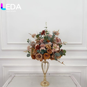 LEDA Customized Wedding Autumn Floral Artificial Flower Runner Burnt Orange Fall Arch Arrangement Wedding Flower Arch For Party - Product Image 4