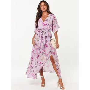 FOXA Womens Floral Maxi <b>Dress</b> V Neck Wrap <b>Boho</b> <b>Long</b> Beach Wedding Guest Summer Flowy Slit <b>Dress</b> - Product Image 2