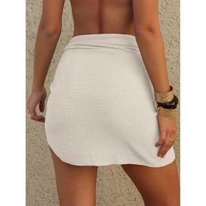 FOXA Sarong Wrap pour femme, couverture de plage, maillot de bain court, jupe asymétrique à nouer sur le côté, 1 pièce, maillot de bain d'été en polyester - Product Image 5