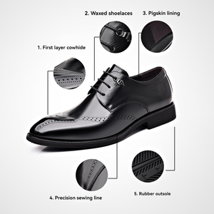 รองเท้าทำงานแบบย้อนยุคสำหรับผู้ชายรองเท้าผ้าอ๊อกซ์ฟอร์ดหัวมนผูกเชือกรองเท้าทางการสำหรับงานแต่งงานแบบคลาสสิกรองเท้าดาร์บี้ - Product Image 4