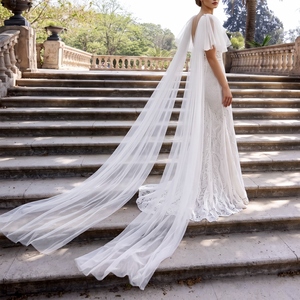 YouLaPan - Chal de Novia Largo y Sencillo, <span class=keywords><strong>Accesorios</strong></span> de <span class=keywords><strong>Boda</strong></span>, Chifón Suave, Fijación con Alfileres, para Mujer, Festival, Pasarela, MG06 - Product Image 3
